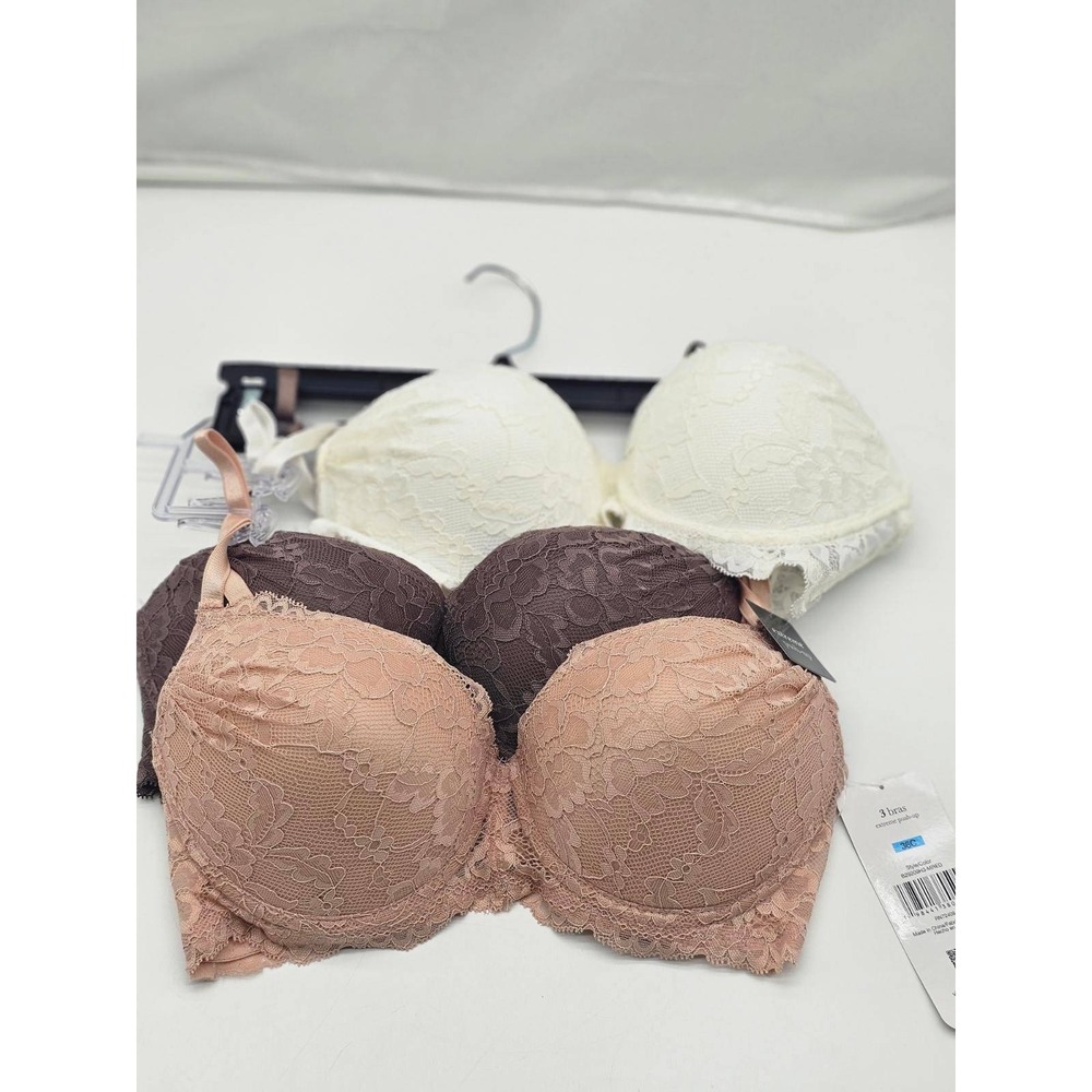 René Rofé Extreme Push-Up Bras Women 36C Multi NWT Lace 3-Pack B29209H3-MRED